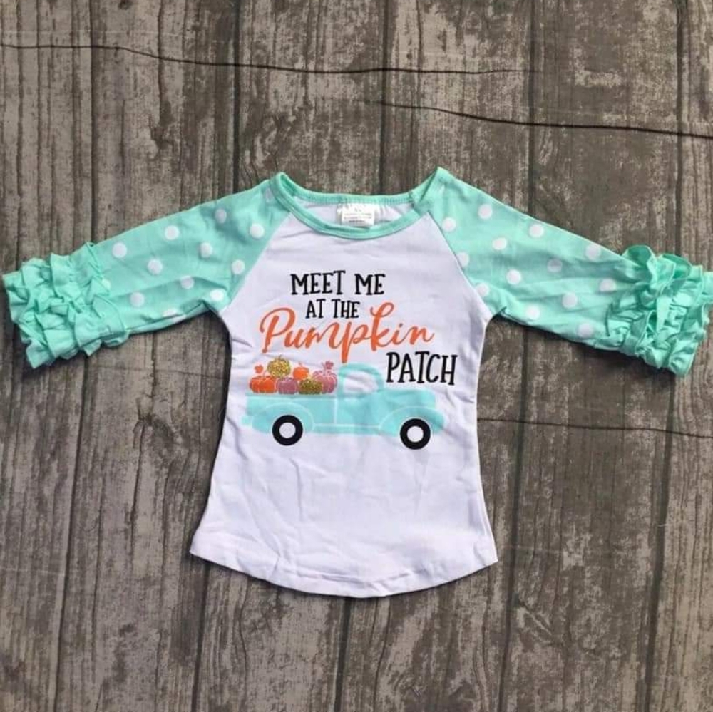 Meet Me At The Pumpkin Patch Ruffle Raglan Top